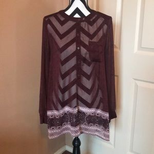 Burgundy long sleeve blouse
